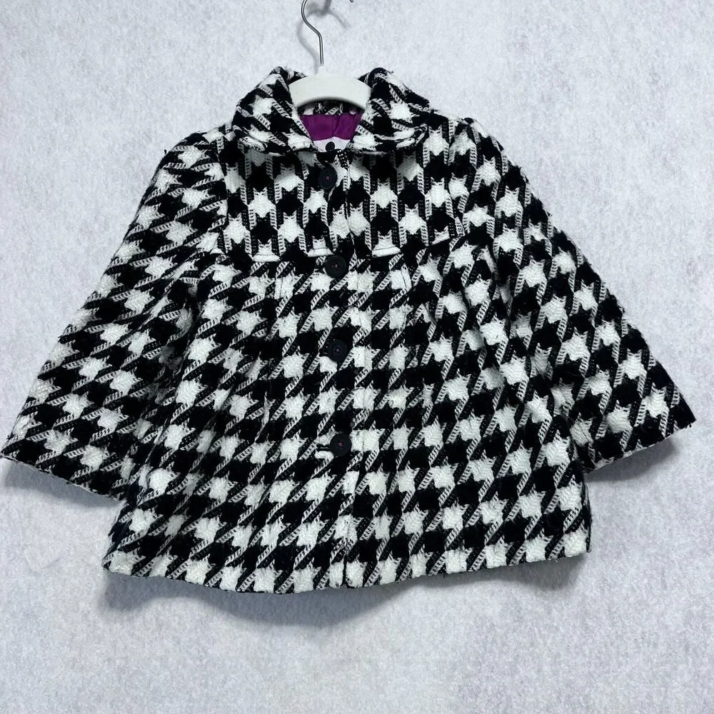 Cherokee Houndstooth Black & White Little Girl Jacket Coat Size 2T